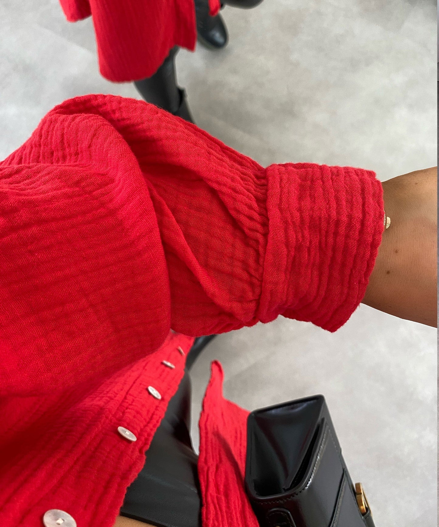 Oversize muslin blouse Freya red long