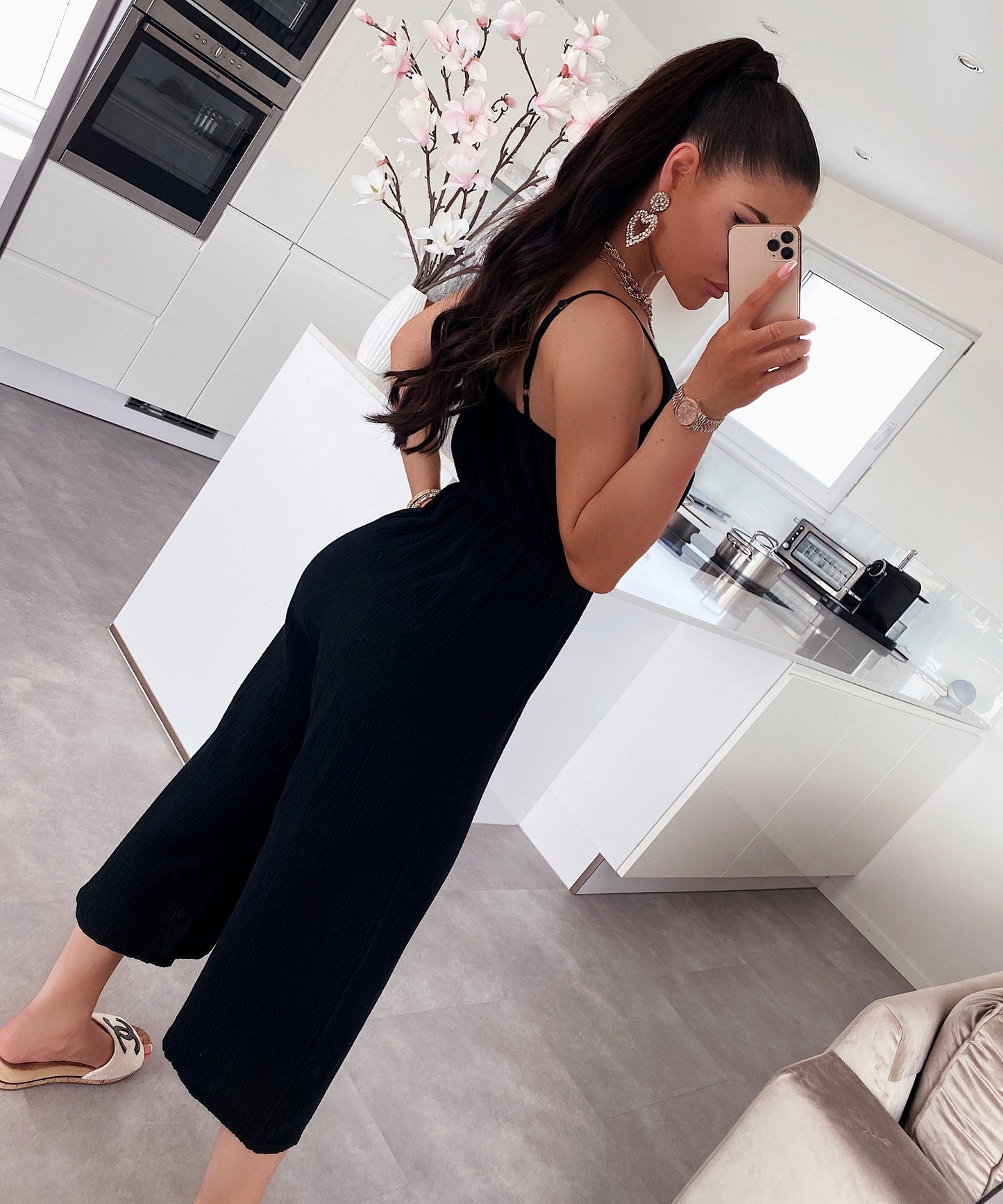 Musselin Jumpsuit Valeria Schwarz