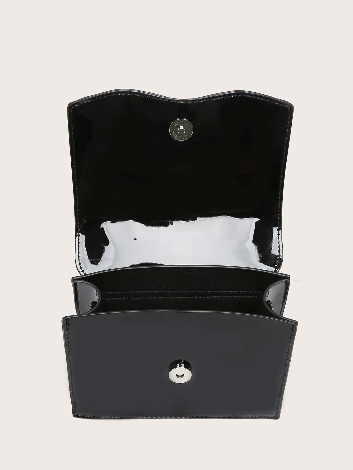 Kvadrata saketo kun mini-ŝtofoj kaj bantornamaĵo, PU-klapo, por ĉiutaga uzo