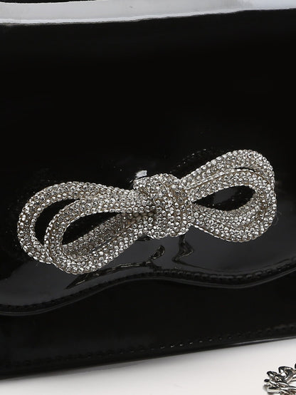 Kvadrata saketo kun mini-ŝtofoj kaj bantornamaĵo, PU-klapo, por ĉiutaga uzo