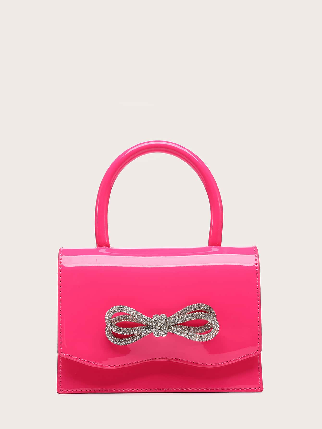 Kvadrata saketo kun mini-ŝtofoj kaj bantornamaĵo, PU-klapo, por ĉiutaga uzo