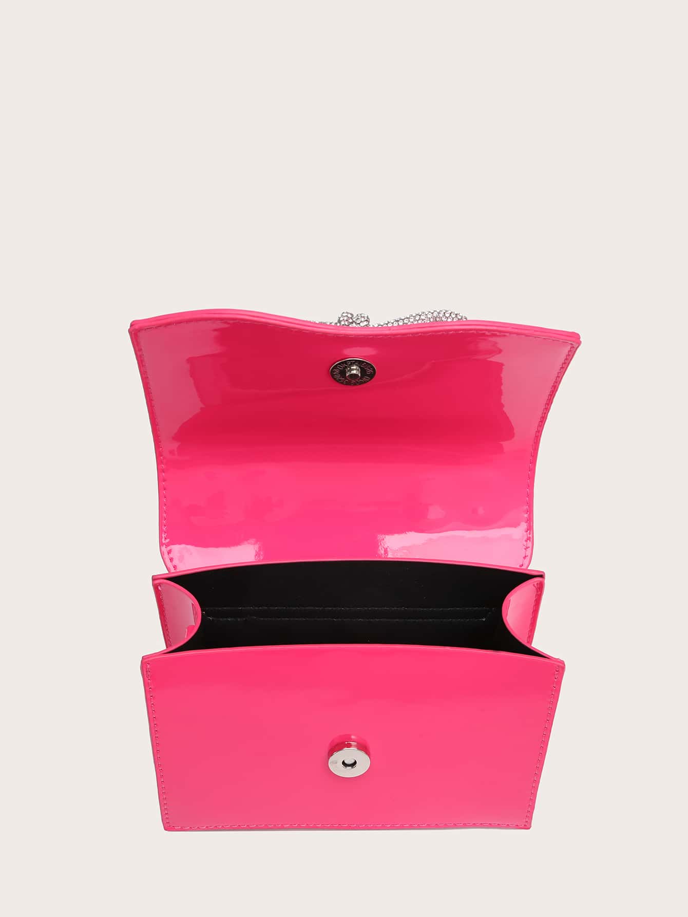 Kvadrata saketo kun mini-ŝtofoj kaj bantornamaĵo, PU-klapo, por ĉiutaga uzo