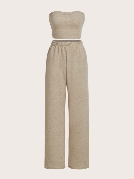 TENDENCAJ Mallonga Tubbrusto kaj Larĝkruraj Pantalonoj