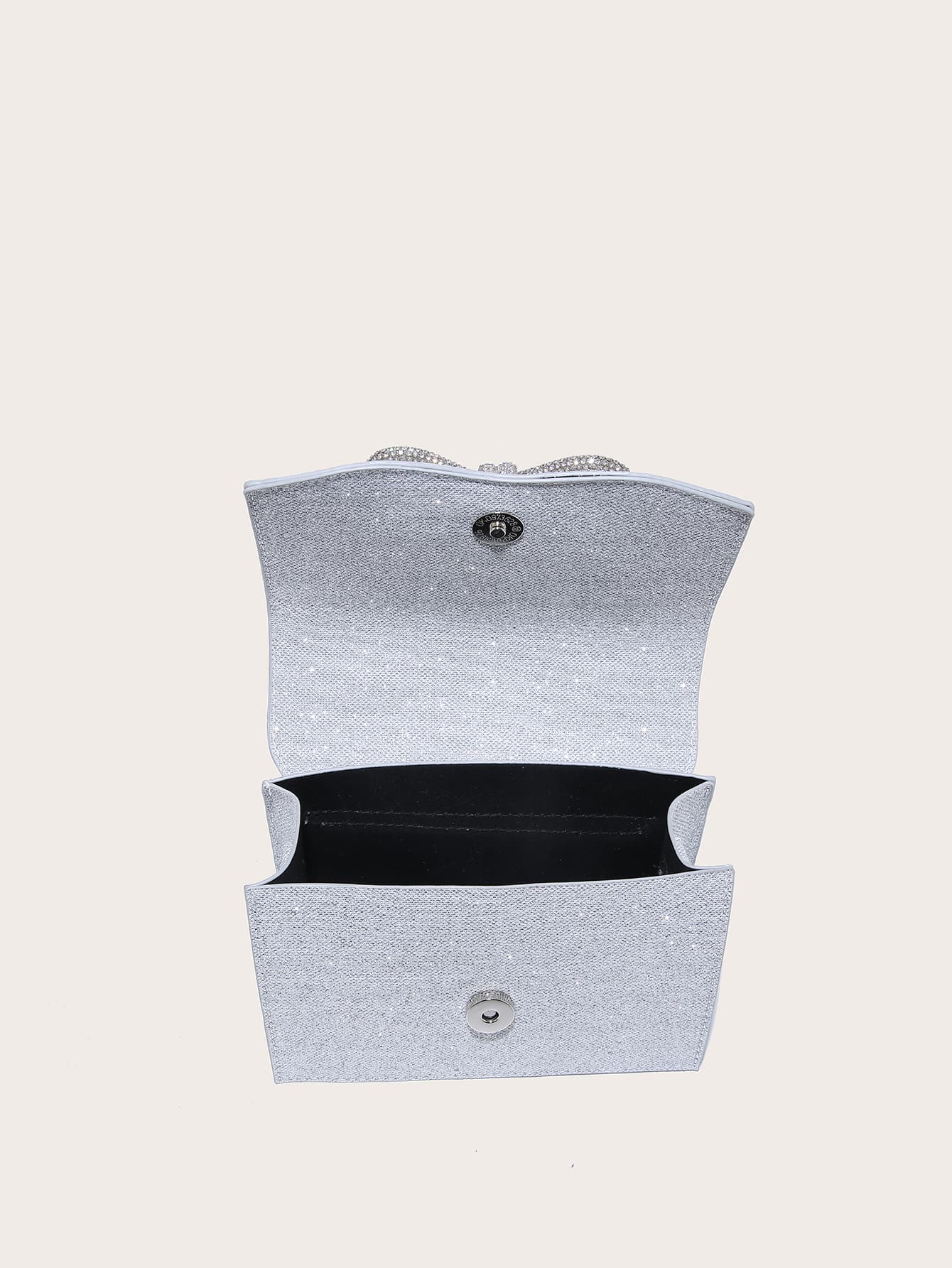 Kvadrata saketo kun mini-ŝtofoj kaj bantornamaĵo, PU-klapo, por ĉiutaga uzo