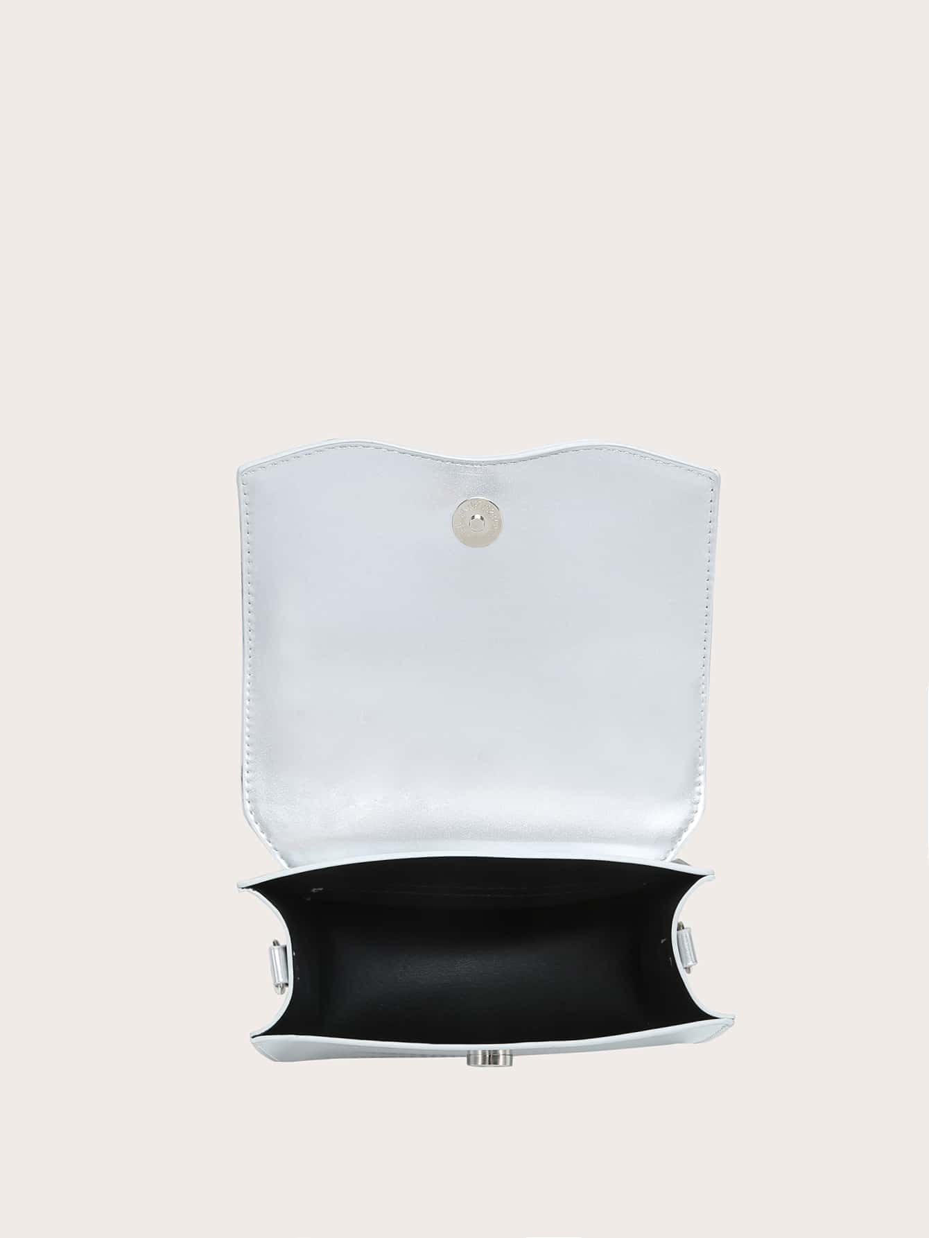 Kvadrata saketo kun mini-ŝtofoj kaj bantornamaĵo, PU-klapo, por ĉiutaga uzo