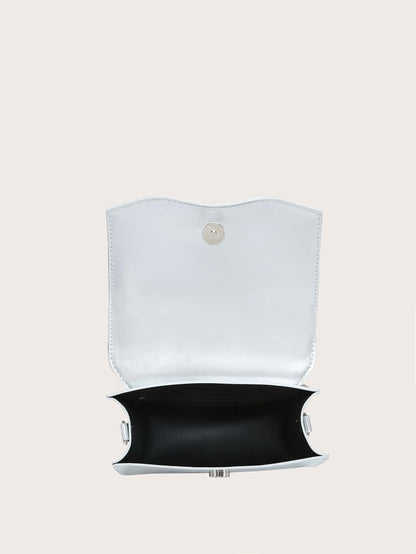 Kvadrata saketo kun mini-ŝtofoj kaj bantornamaĵo, PU-klapo, por ĉiutaga uzo