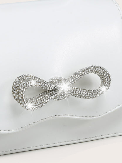 Kvadrata saketo kun mini-ŝtofoj kaj bantornamaĵo, PU-klapo, por ĉiutaga uzo