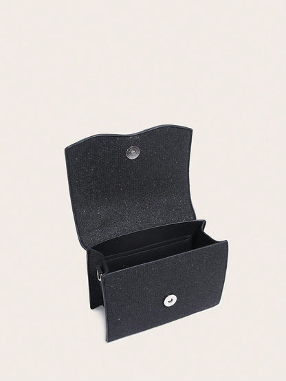 Kvadrata saketo kun mini-ŝtofoj kaj bantornamaĵo, PU-klapo, por ĉiutaga uzo