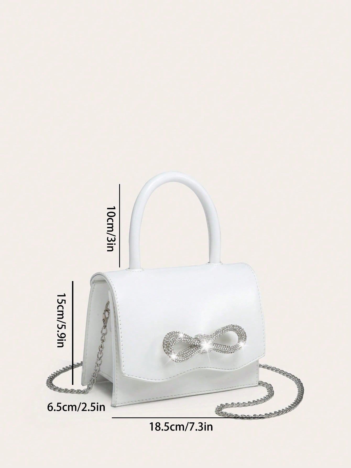 Kvadrata saketo kun mini-ŝtofoj kaj bantornamaĵo, PU-klapo, por ĉiutaga uzo