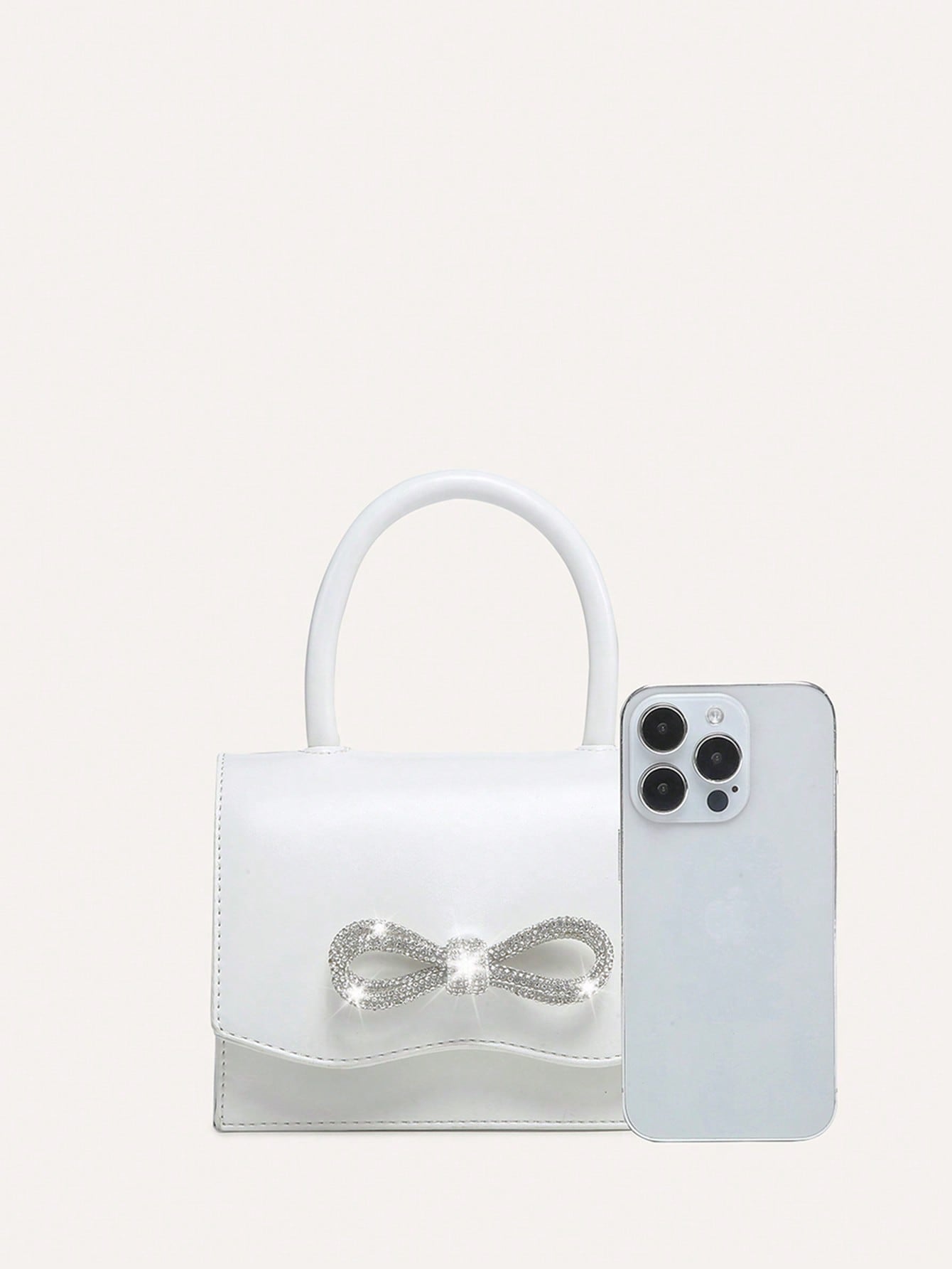 Kvadrata saketo kun mini-ŝtofoj kaj bantornamaĵo, PU-klapo, por ĉiutaga uzo