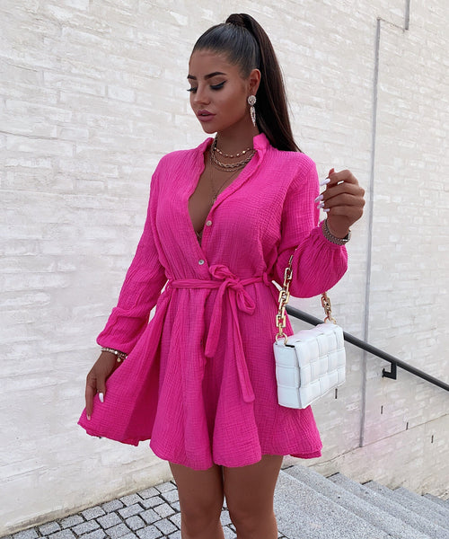 Musselin Kleid Daisy Fuchsia Pink