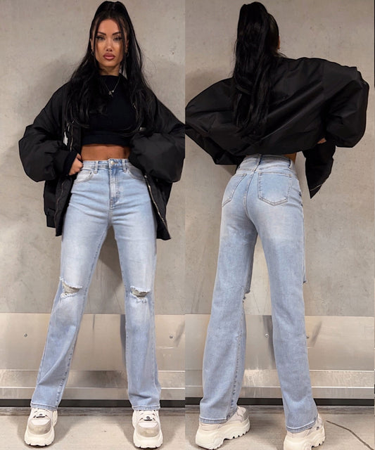 Wide Leg Jeans Felicia Hellblau
