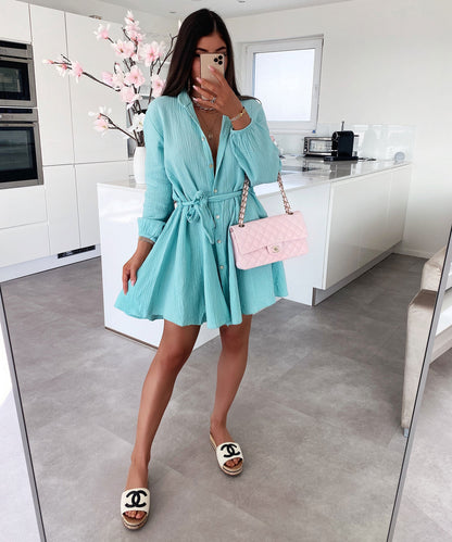 Musselin Kleid Daisy Türkis