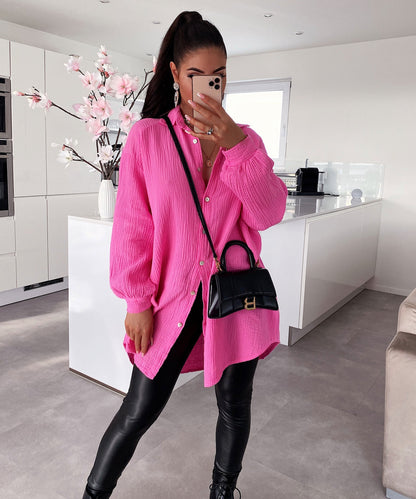 Oversize Musselin Bluse Freya Pink Lang