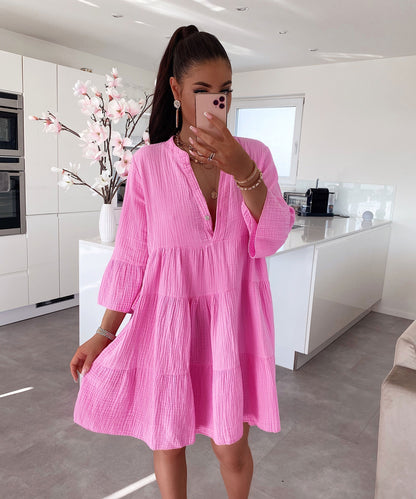 Musselin Kleid Alejandra Hellpink