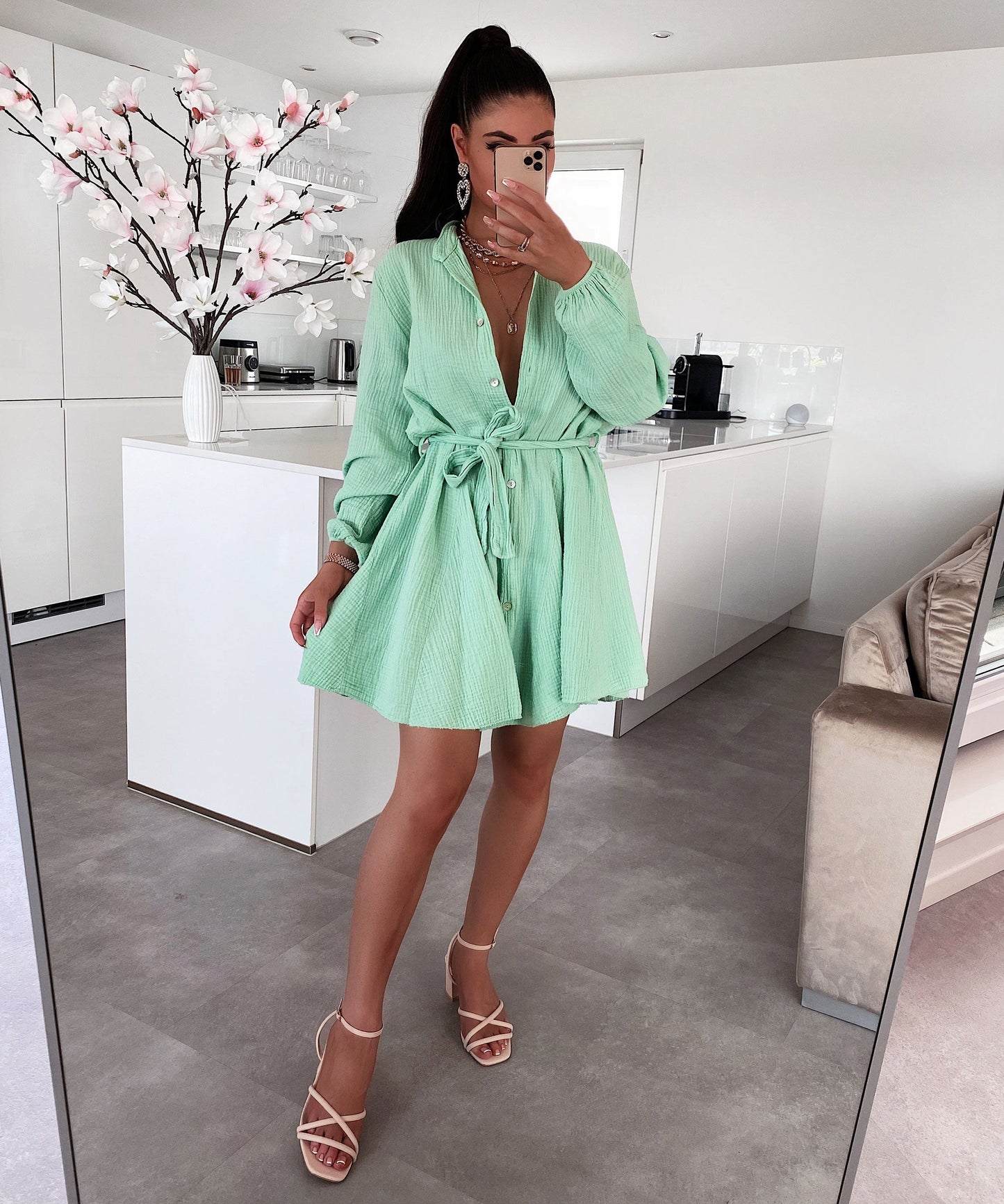 Musselin Kleid Daisy Hellgrün