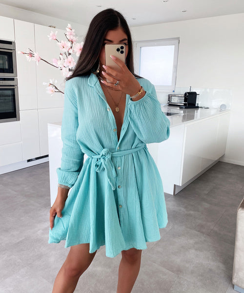 Musselin Kleid Daisy Türkis