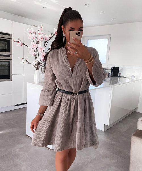 Musselin Kleid Alejandra Taupe