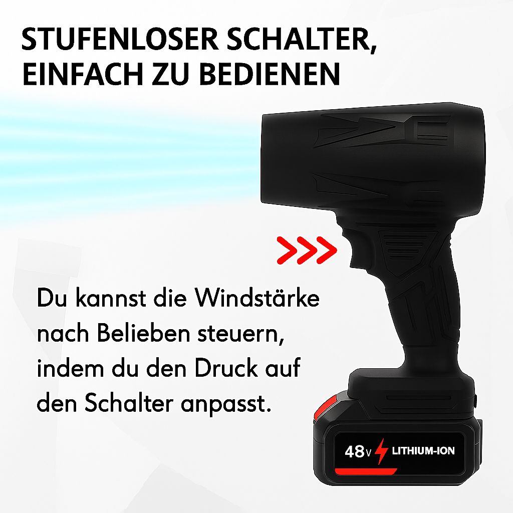 BladBreeze™ – Sendrata blovilo por fulmrapida forigo de folioj, malpuraĵo, polvo kaj ĉiutagaj rubaĵoj