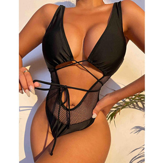 Modioza Nigra Ŝika Naĝkostumo