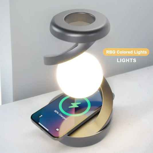 OrbitGlow™ – Sendrata Telefona Ŝargilo kaj Flosanta LED-Lampo