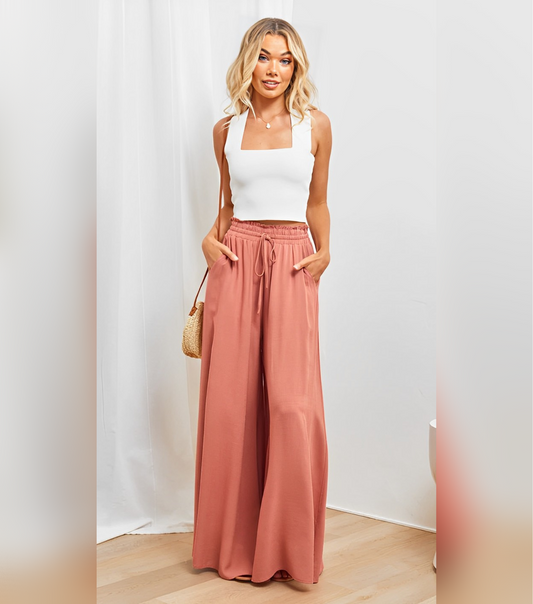 Sara™ Larĝkruraj Malstriktaj Alt-taliaj Pantalonoj (50% RABATO)