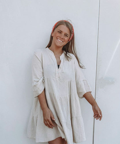 Musselin Kleid Alejandra Beige