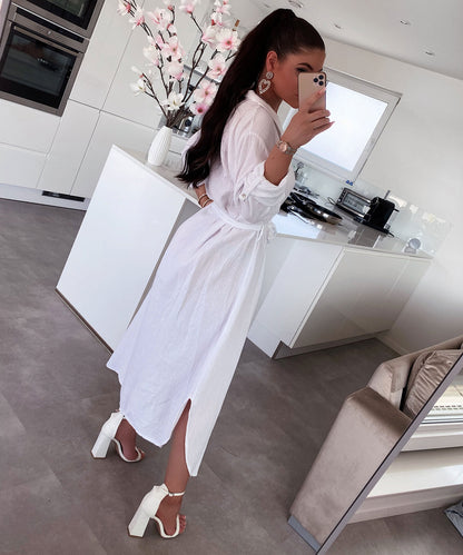 Musselin Kleid Elena Lang Weiß