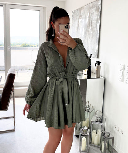 Musselin Kleid Daisy Khaki