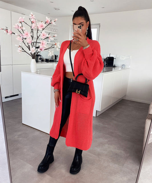 Leilani Long Koralruĝa Kardigano