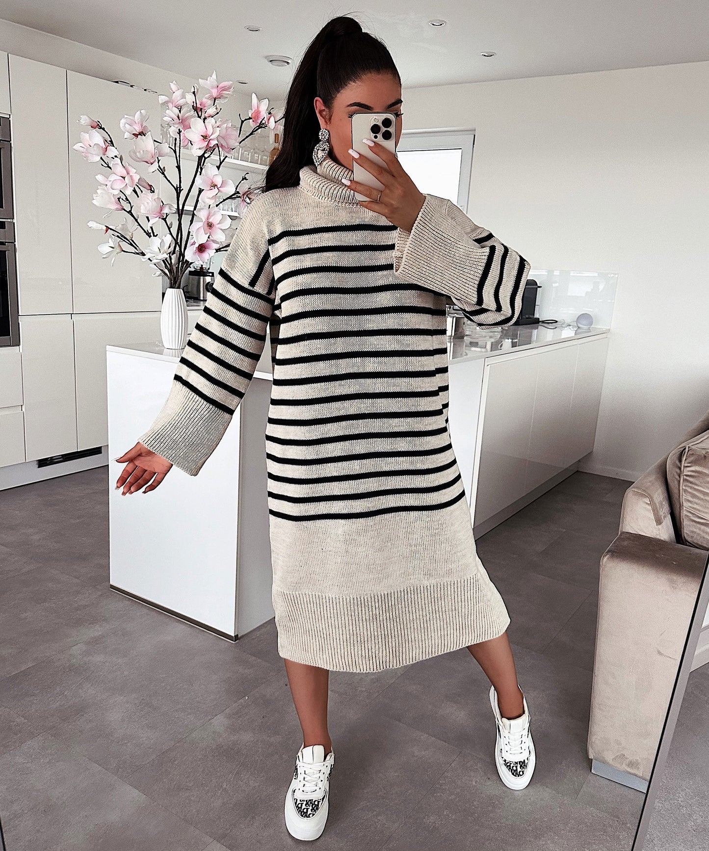 Maxi Strickkleid Carolina Beige