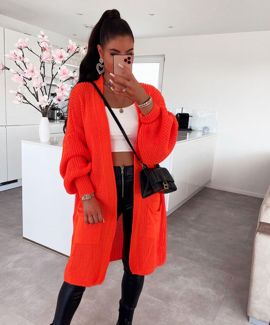 Kardigano Leilani mallonga neon oranĝa