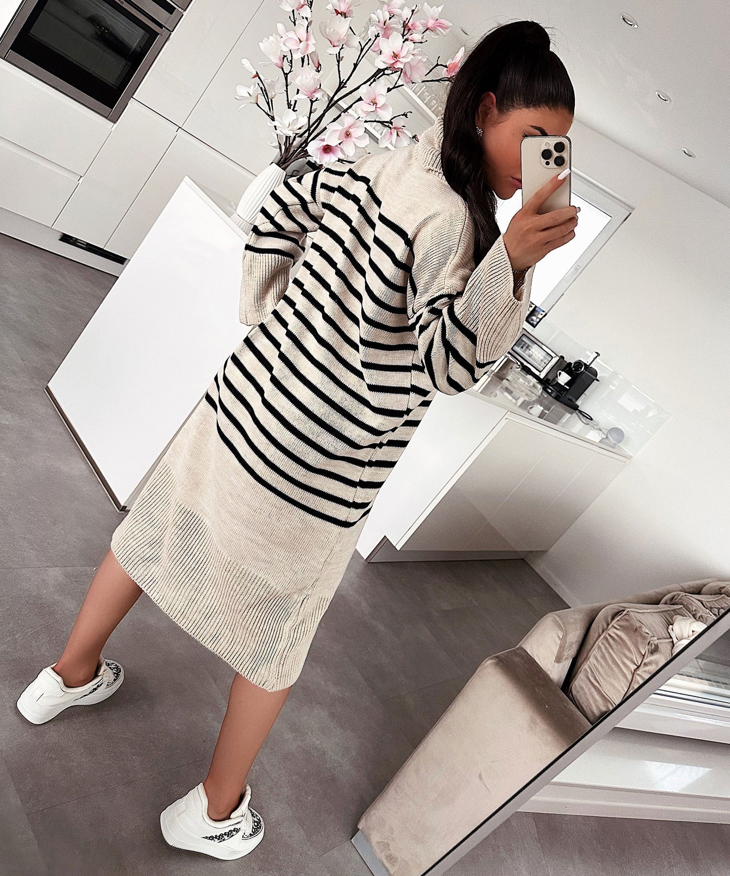 Maxi Strickkleid Carolina Beige