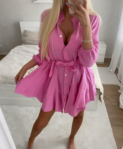 Musselin Kleid Daisy Hellpink