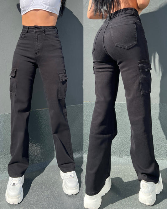 Ava Nigraj Kargo-Pantalonoj