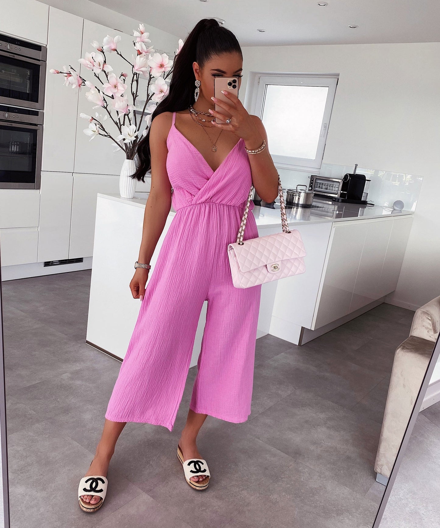 Musselin Jumpsuit Valeria Hellpink