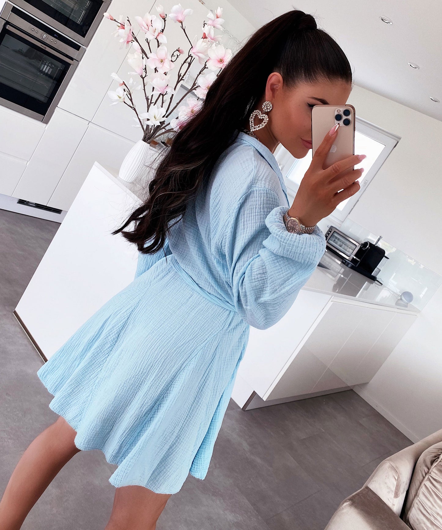 Musselin Kleid Daisy Hellblau