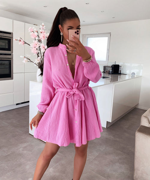 Musselin Kleid Daisy Hellpink