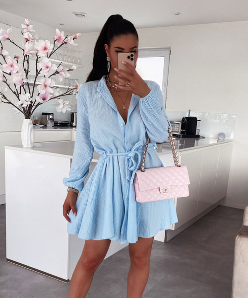 Musselin Kleid Daisy Hellblau