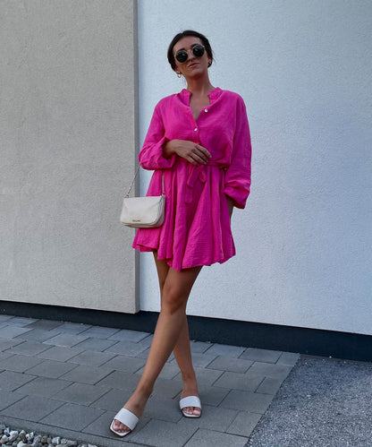 Musselin Kleid Daisy Fuchsia Pink