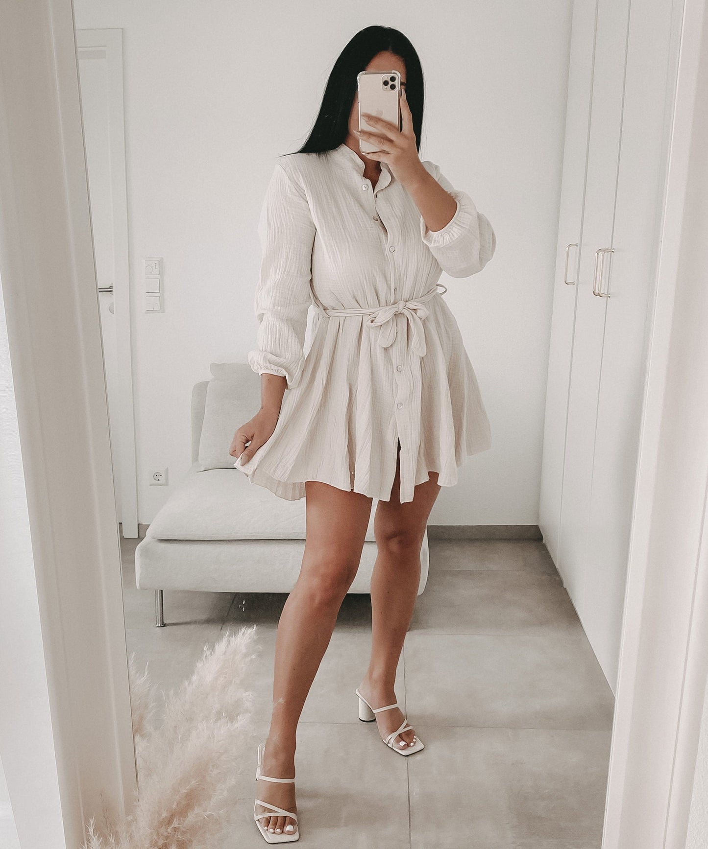 Musselin Kleid Daisy Beige