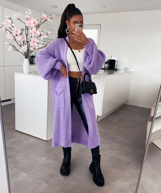 Leilani Long Purpura Kardigano