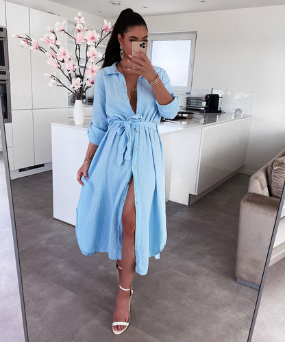 Musselin Kleid Elena Lang Hellblau