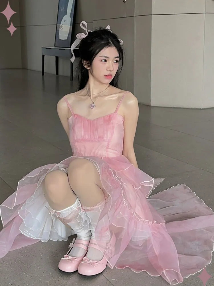 Noémie™ - Sakura Rozkolora Alta Malalta Jupa Robo Falbalaĵo (50% RABATO) 