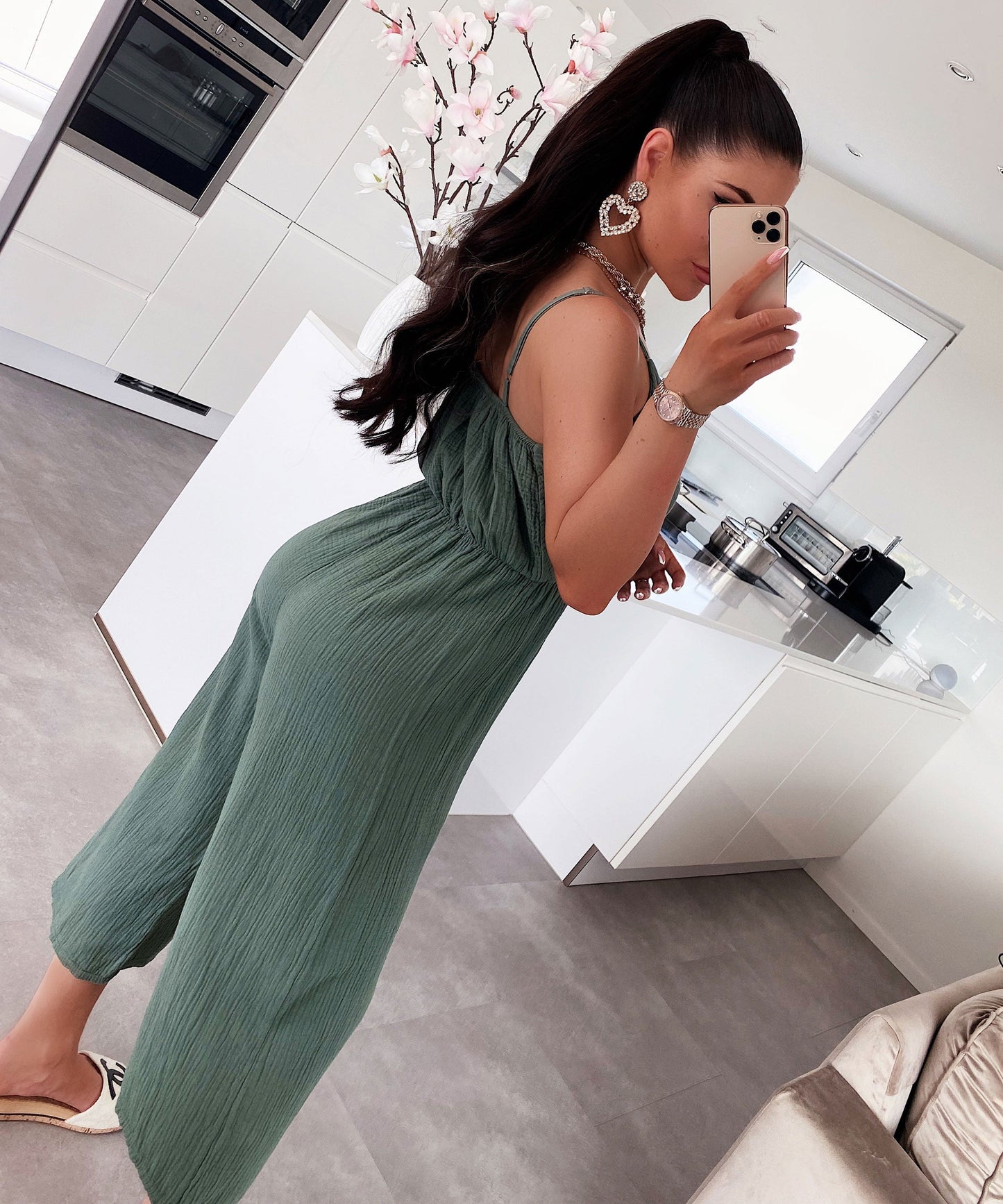 Musselin Jumpsuit Valeria Khaki