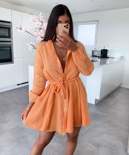 Musselin Kleid Daisy Hellorange